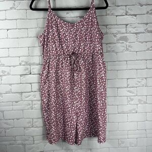 Fun July Mauve Floral Romper Adjustable Straps and Waist Pockets NWOT | L
